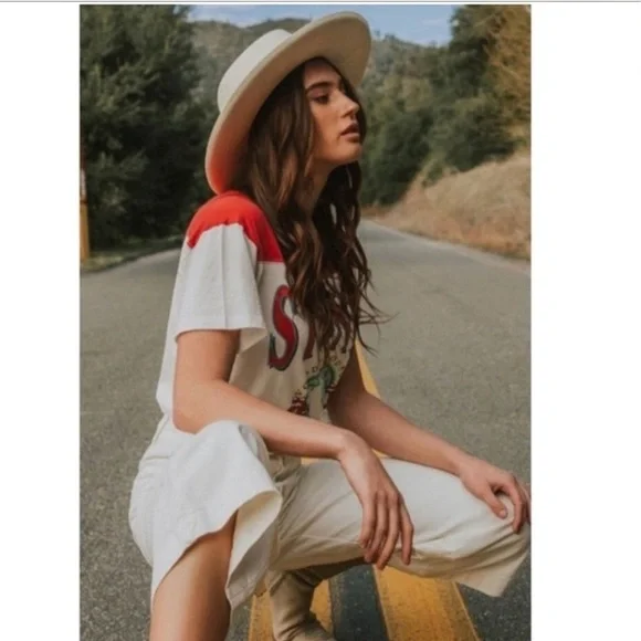 FREE PEOPLE Colette Wide Leg Culottes button fly white cropped jeans size 30 - Picture 4 of 16